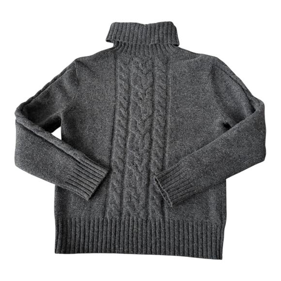 Vintage Wool Angora Cable Knit Turtleneck Sweater M Gray Cozy Outdoor Winter - Picture 2 of 7